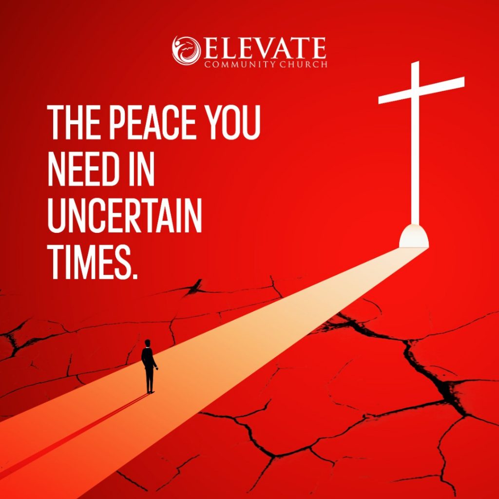 A graphic with the text:" The peace you need in uncertain times."